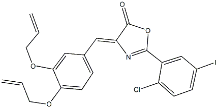 4-[3,4-bis(allyloxy)benzylidene]-2-(2-chloro-5-iodophenyl)-1,3-oxazol-5(4H)-one Structure