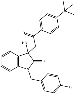 3-[2-(4-tert-butylphenyl)-2-oxoethyl]-1-(4-chlorobenzyl)-3-hydroxy-1,3-dihydro-2H-indol-2-one 结构式