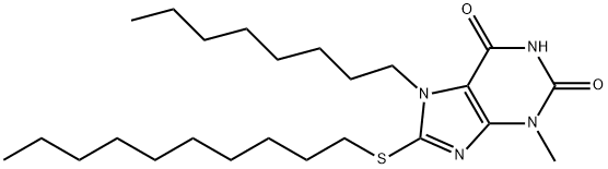 8-(decylsulfanyl)-3-methyl-7-octyl-3,7-dihydro-1H-purine-2,6-dione Struktur