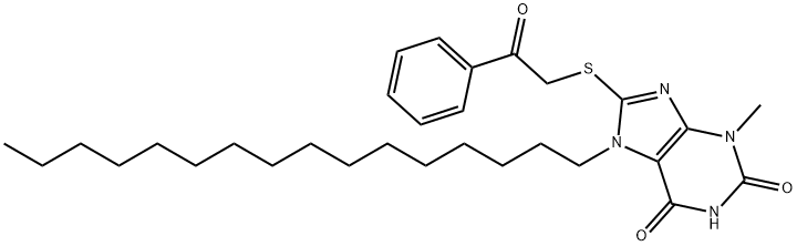 7-hexadecyl-3-methyl-8-[(2-oxo-2-phenylethyl)sulfanyl]-3,7-dihydro-1H-purine-2,6-dione Structure