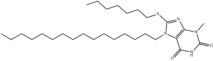 8-(heptylsulfanyl)-7-hexadecyl-3-methyl-3,7-dihydro-1H-purine-2,6-dione 结构式