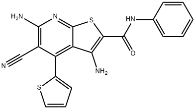 3,6-diamino-5-cyano-N-phenyl-4-(2-thienyl)thieno[2,3-b]pyridine-2-carboxamide Struktur