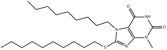 8-(decylsulfanyl)-3-methyl-7-nonyl-3,7-dihydro-1H-purine-2,6-dione Struktur