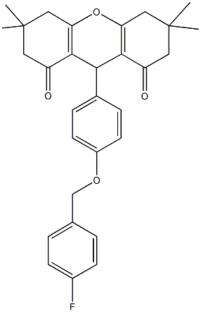 9-{4-[(4-fluorobenzyl)oxy]phenyl}-3,3,6,6-tetramethyl-3,4,5,6,7,9-hexahydro-1H-xanthene-1,8(2H)-dione Structure