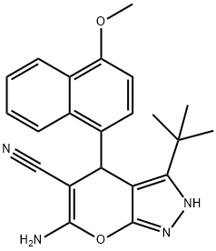 371126-02-2 6-amino-3-(1,1-dimethylethyl)-4-[4-(methyloxy)naphthalen-1-yl]-2,4-dihydropyrano[2,3-c]pyrazole-5-carbonitrile