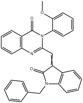 2-[(1-benzyl-2-oxo-1,2-dihydro-3H-indol-3-ylidene)methyl]-3-(2-methoxyphenyl)-4(3H)-quinazolinone Structure