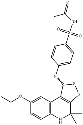 N-acetyl-4-[(8-ethoxy-4,4-dimethyl-4,5-dihydro-1H-[1,2]dithiolo[3,4-c]quinolin-1-ylidene)amino]benzenesulfonamide Structure