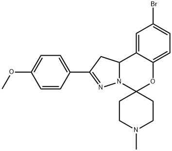 9'-bromo-2'-(4-methoxyphenyl)-1-methyl-1',10'b-dihydrospiro(piperidine-4,5'-pyrazolo[1,5-c][1,3]benzoxazine) Struktur