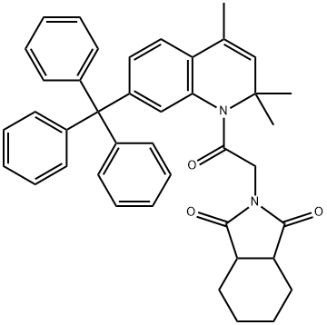 2-[2-oxo-2-(2,2,4-trimethyl-7-trityl-1(2H)-quinolinyl)ethyl]hexahydro-1H-isoindole-1,3(2H)-dione Structure