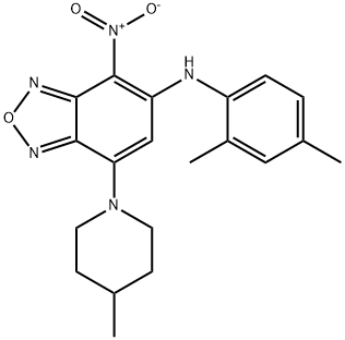 5-(2,4-dimethylanilino)-4-nitro-7-(4-methyl-1-piperidinyl)-2,1,3-benzoxadiazole Struktur