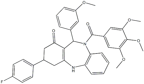 3-(4-fluorophenyl)-11-(3-methoxyphenyl)-10-(3,4,5-trimethoxybenzoyl)-2,3,4,5,10,11-hexahydro-1H-dibenzo[b,e][1,4]diazepin-1-one Structure