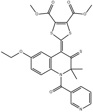 377064-11-4 dimethyl 2-(6-ethoxy-2,2-dimethyl-1-(pyridin-3-ylcarbonyl)-3-thioxo-2,3-dihydroquinolin-4(1H)-ylidene)-1,3-dithiole-4,5-dicarboxylate