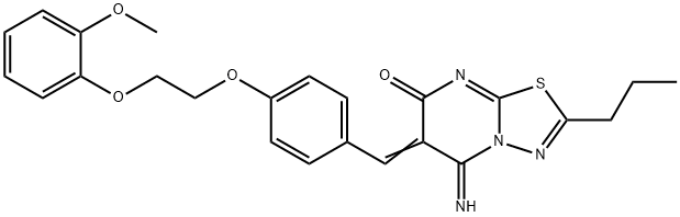 5-imino-6-{4-[2-(2-methoxyphenoxy)ethoxy]benzylidene}-2-propyl-5,6-dihydro-7H-[1,3,4]thiadiazolo[3,2-a]pyrimidin-7-one Structure