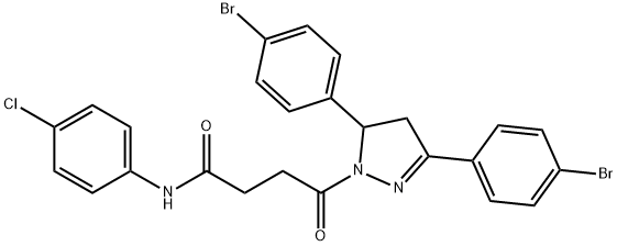 4-[3,5-bis(4-bromophenyl)-4,5-dihydro-1H-pyrazol-1-yl]-N-(4-chlorophenyl)-4-oxobutanamide Structure