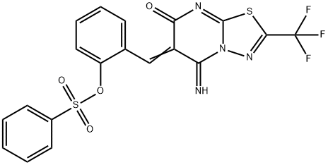 2-[(5-imino-7-oxo-2-(trifluoromethyl)-5H-[1,3,4]thiadiazolo[3,2-a]pyrimidin-6(7H)-ylidene)methyl]phenyl benzenesulfonate|