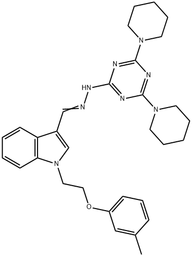 378766-59-7 1-[2-(3-methylphenoxy)ethyl]-1H-indole-3-carbaldehyde (4,6-dipiperidin-1-yl-1,3,5-triazin-2-yl)hydrazone