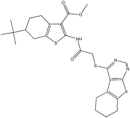 methyl 6-tert-butyl-2-{[(5,6,7,8-tetrahydro[1]benzothieno[2,3-d]pyrimidin-4-ylsulfanyl)acetyl]amino}-4,5,6,7-tetrahydro-1-benzothiophene-3-carboxylate Structure