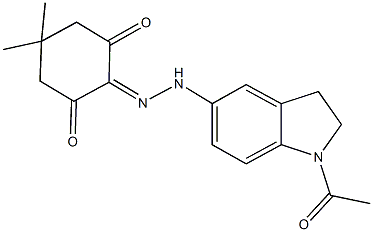 5,5-dimethylcyclohexane-1,2,3-trione 2-[(1-acetyl-2,3-dihydro-1H-indol-5-yl)hydrazone] Structure