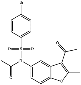N-acetyl-N-(3-acetyl-2-methyl-1-benzofuran-5-yl)-4-bromobenzenesulfonamide Struktur