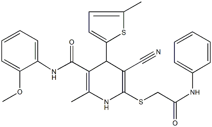 6-[(2-anilino-2-oxoethyl)sulfanyl]-5-cyano-N-(2-methoxyphenyl)-2-methyl-4-(5-methyl-2-thienyl)-1,4-dihydro-3-pyridinecarboxamide|