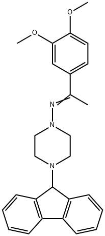 N-[1-(3,4-dimethoxyphenyl)ethylidene]-N-[4-(9H-fluoren-9-yl)-1-piperazinyl]amine Struktur