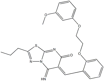 5-imino-6-{2-[2-(3-methoxyphenoxy)ethoxy]benzylidene}-2-propyl-5,6-dihydro-7H-[1,3,4]thiadiazolo[3,2-a]pyrimidin-7-one Structure