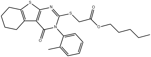 pentyl {[3-(2-methylphenyl)-4-oxo-3,4,5,6,7,8-hexahydro[1]benzothieno[2,3-d]pyrimidin-2-yl]sulfanyl}acetate Struktur