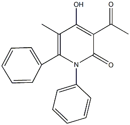 3-acetyl-4-hydroxy-5-methyl-1,6-diphenyl-2(1H)-pyridinone Struktur