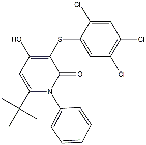 6-tert-butyl-4-hydroxy-1-phenyl-3-[(2,4,5-trichlorophenyl)sulfanyl]-2(1H)-pyridinone 结构式