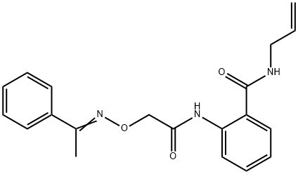 N-allyl-2-[({[(1-phenylethylidene)amino]oxy}acetyl)amino]benzamide Struktur