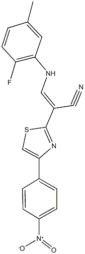 3-(2-fluoro-5-methylanilino)-2-(4-{4-nitrophenyl}-1,3-thiazol-2-yl)acrylonitrile Structure