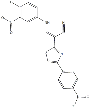 3-{4-fluoro-3-nitroanilino}-2-(4-{4-nitrophenyl}-1,3-thiazol-2-yl)acrylonitrile Structure