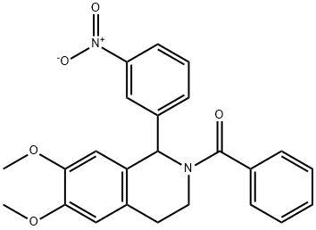 2-benzoyl-1-{3-nitrophenyl}-6,7-dimethoxy-1,2,3,4-tetrahydroisoquinoline Struktur
