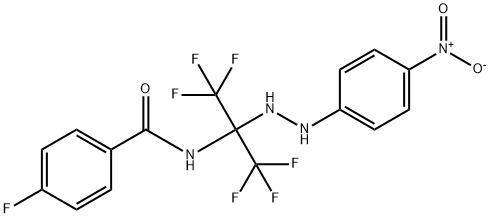 4-fluoro-N-[2,2,2-trifluoro-1-(2-{4-nitrophenyl}hydrazino)-1-(trifluoromethyl)ethyl]benzamide Structure