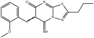 5-imino-6-(2-methoxybenzylidene)-2-propyl-5,6-dihydro-7H-[1,3,4]thiadiazolo[3,2-a]pyrimidin-7-one Struktur