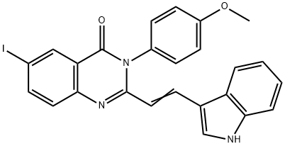 2-[2-(1H-indol-3-yl)vinyl]-6-iodo-3-(4-methoxyphenyl)-4(3H)-quinazolinone 结构式