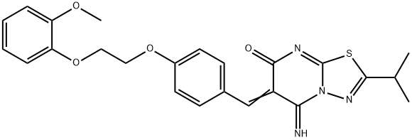 5-imino-2-isopropyl-6-{4-[2-(2-methoxyphenoxy)ethoxy]benzylidene}-5,6-dihydro-7H-[1,3,4]thiadiazolo[3,2-a]pyrimidin-7-one Structure