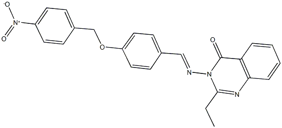 2-ethyl-3-{[4-({4-nitrobenzyl}oxy)benzylidene]amino}-4(3H)-quinazolinone Struktur