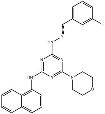 3-fluorobenzaldehyde [4-(4-morpholinyl)-6-(1-naphthylamino)-1,3,5-triazin-2-yl]hydrazone Structure