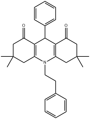 3,3,6,6-tetramethyl-9-phenyl-10-(2-phenylethyl)-3,4,6,7,9,10-hexahydroacridine-1,8(2H,5H)-dione Struktur