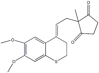2-[2-(6,7-dimethoxy-2,3-dihydro-4H-thiochromen-4-ylidene)ethyl]-2-methyl-1,3-cyclopentanedione Structure