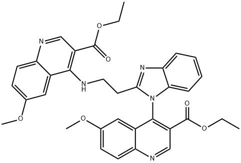 ethyl 4-[2-(2-{[3-(ethoxycarbonyl)-6-methoxy-4-quinolinyl]amino}ethyl)-1H-benzimidazol-1-yl]-6-methoxy-3-quinolinecarboxylate Structure
