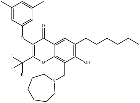 385394-10-5 8-(1-azepanylmethyl)-3-(3,5-dimethylphenoxy)-6-hexyl-7-hydroxy-2-(trifluoromethyl)-4H-chromen-4-one