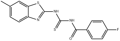 N-(4-fluorobenzoyl)-N'-(6-methyl-1,3-benzothiazol-2-yl)thiourea,385417-48-1,结构式