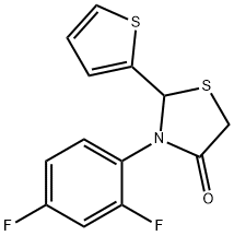 3-(2,4-difluorophenyl)-2-(2-thienyl)-1,3-thiazolidin-4-one Struktur