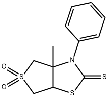 3a-methyl-3-phenyltetrahydrothieno[3,4-d][1,3]thiazole-2(3H)-thione 5,5-dioxide 化学構造式