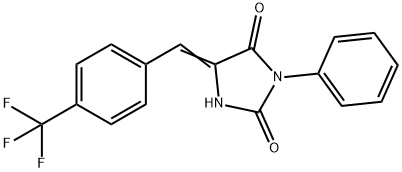 3-phenyl-5-[4-(trifluoromethyl)benzylidene]imidazolidine-2,4-dione,392670-19-8,结构式