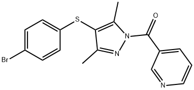 4-bromophenyl 3,5-dimethyl-1-(3-pyridinylcarbonyl)-1H-pyrazol-4-yl sulfide Struktur
