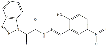 2-(1H-1,2,3-benzotriazol-1-yl)-N'-{2-hydroxy-5-nitrobenzylidene}propanohydrazide Structure