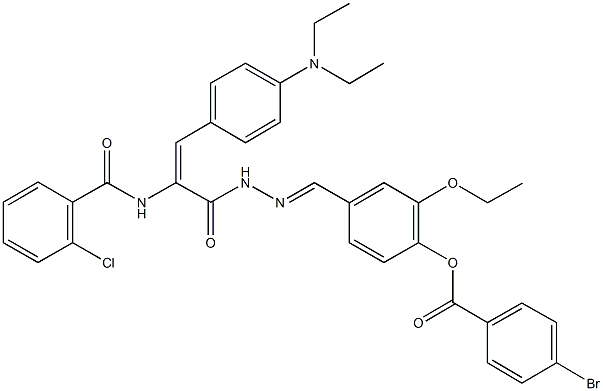 4-(2-{2-[(2-chlorobenzoyl)amino]-3-[4-(diethylamino)phenyl]acryloyl}carbohydrazonoyl)-2-ethoxyphenyl 4-bromobenzoate Struktur